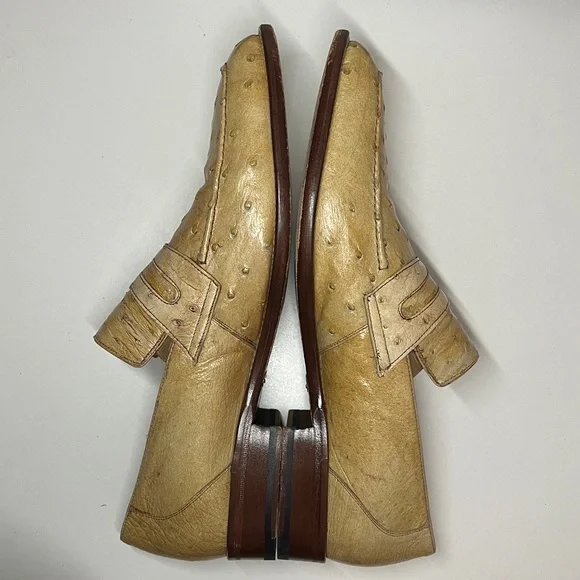 Mezlan Platinum Ostrich Quill Penny Loafers Men’s Size US 10.5 M - Picture 8 of 16